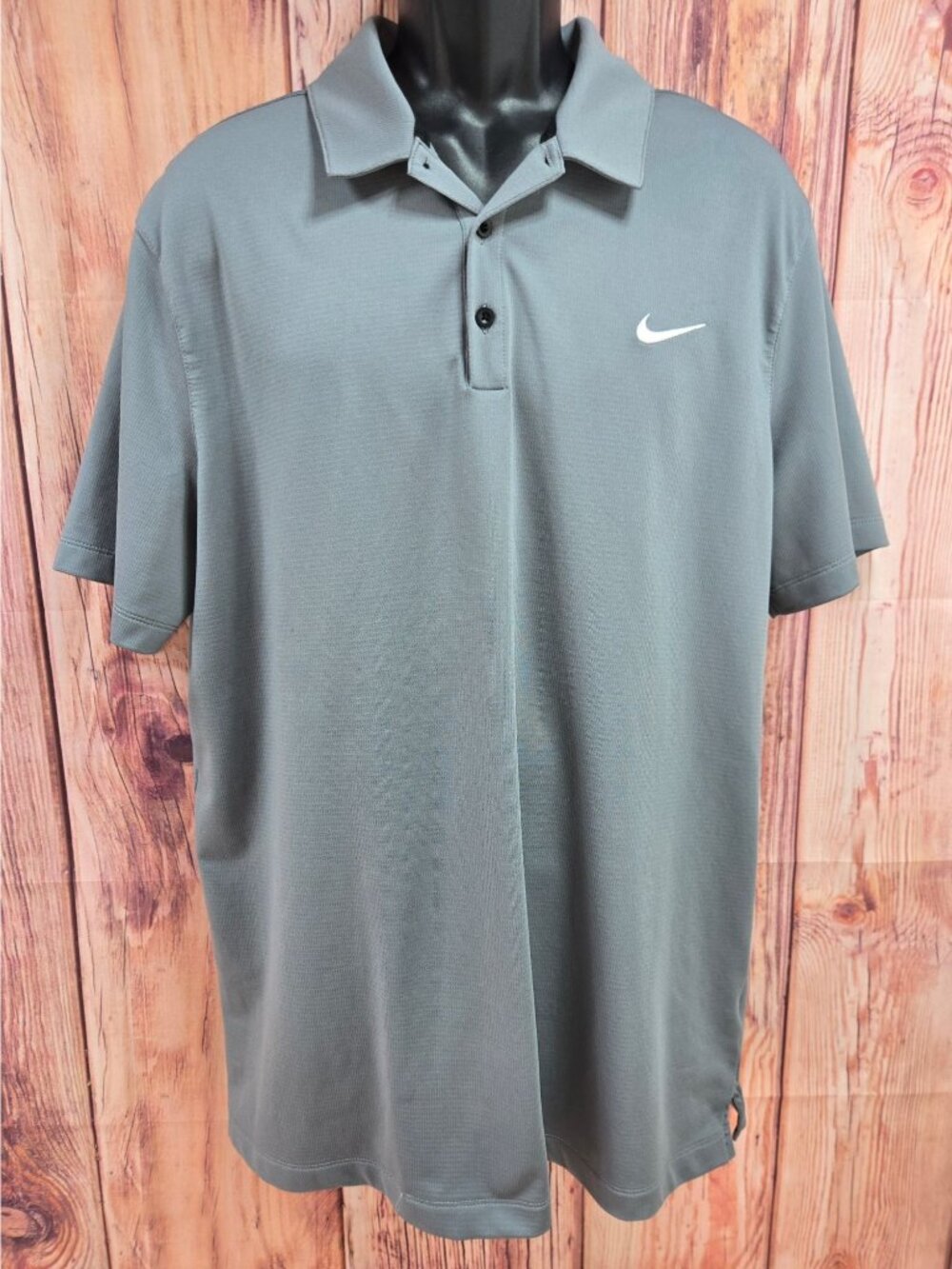 Nike Mens Gray Dri-Fit Polo Shirt XL Embroidered Swoosh Casual Golf